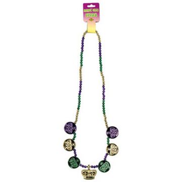 Mardi Gras Beads: 36" Doubloon Beads Necklace (per dozen)